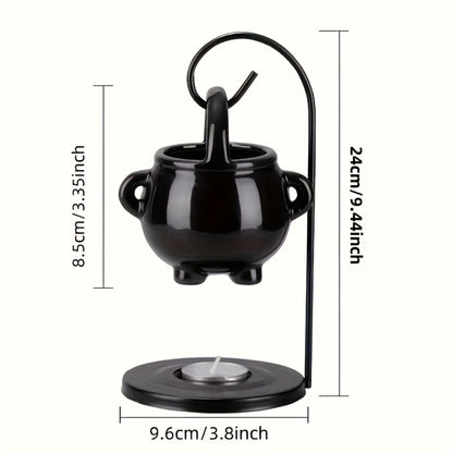 Ceramic Wax Melter Hanging Incense Holder Tealight Diffuser Black Witch Style Home Decor for Yoga Meditation Spa Aromatherapy Boho Gothic Gift