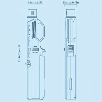 1300° Outdoor Windproof Torch Lighter Blue Flame with Safety Lock & Non-Slip Grip - Refillable for Candles, BBQ, Fireplace & Camping | 2 Colors | Butane Not Included