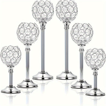 Crystal Candelabra Centerpiece – Gold & Silver Taper Candle Holders for Wedding, Anniversary, Candlelit Dinner, Birthday & Party Table Decor, Home & Hotel Decoration, 3-Pack & 6-Pack (Candles Not Included)