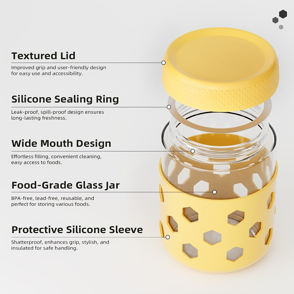 Wide Mouth Mason Jars with Airtight Lids 6 Pack 16oz - Glass Food Storage Containers for Overnight Oats Yogurt Snacks Spices and Salad, Clear Round Glass Jars with Optional Protective Silicone Sleeves for Kitchen Pantry and Meal Prep