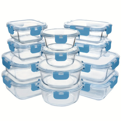 Glass Food Storage Containers with Airtight Lids - Borosilicate Glass Meal Prep Containers Set, Microwave Dishwasher Freezer Safe, BPA Free, Leak Proof Lunch Containers for Kitchen