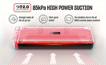 Vacuum Sealer Machine 80kPa Powerful Suction Automatic Food Sealer 125W Dry Wet Modes Stainless Steel Easy Clean Food Preservation System for Home Kitchen