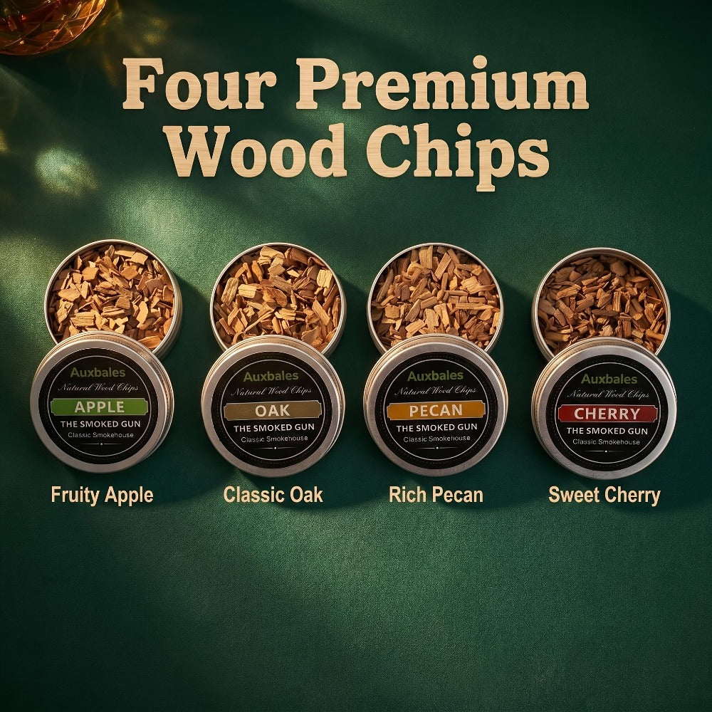 Whiskey Smoker Kit with 4 Wood Chip Flavors & Filters – Cocktail Smoker Set, Whiskey Gifts for Men, Dad, Birthday, Father's Day, Christmas (No Butane)