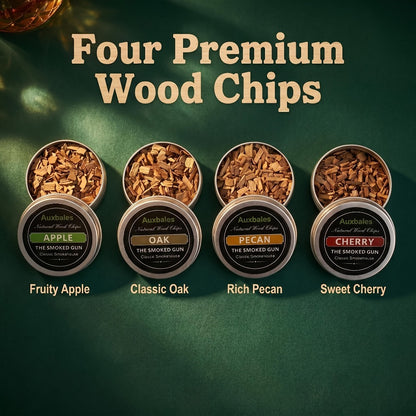 Whiskey Smoker Kit with 4 Wood Chip Flavors & Filters – Cocktail Smoker Set, Whiskey Gifts for Men, Dad, Birthday, Father's Day, Christmas (No Butane)