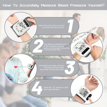 Wrist Blood Pressure Monitor - Sejoy Automatic Digital BP Machine with Large LCD Display, Wrist Strap & Batteries Included, Portable & Accurate for Home Use & Travel (Blue / White / Black / Purple)