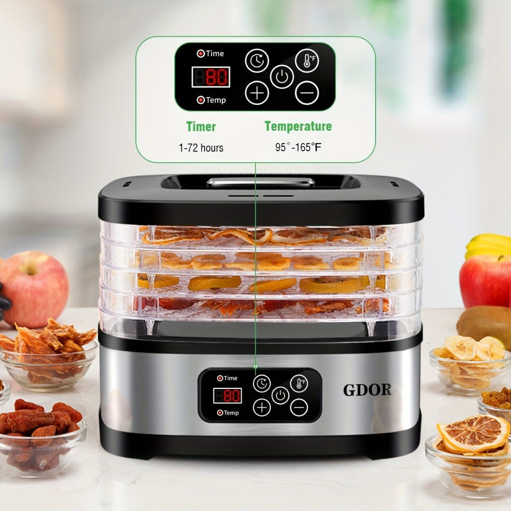 Food Dehydrator Machine 5-Tray with 72H Timer & LED Display – Adjustable Temperature Control, BPA-Free, Includes Mesh Screen, Fruit Roll Sheet & Recipes, for Jerky, Fruit, Veggie, Herb & Dog Treats