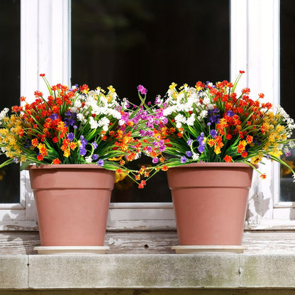 Artificial Flowers Outdoor UV Resistant 40 Bundles Fake Flowers for Home Garden Decor, Faux Floral Greenery Shrubs Plants for Party Table DIY Decoration Mix Colors