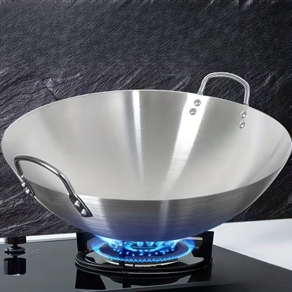 Stainless Steel Wok & Frying Pan – Non-Stick Cooking Surface, Ergonomic Handle, Compatible with Gas, Induction & Electric Stovetops, Extra Thick & Deep, Easy to Clean