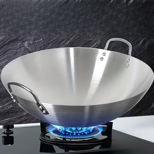 Stainless Steel Wok & Frying Pan – Non-Stick Cooking Surface, Ergonomic Handle, Compatible with Gas, Induction & Electric Stovetops, Extra Thick & Deep, Easy to Clean