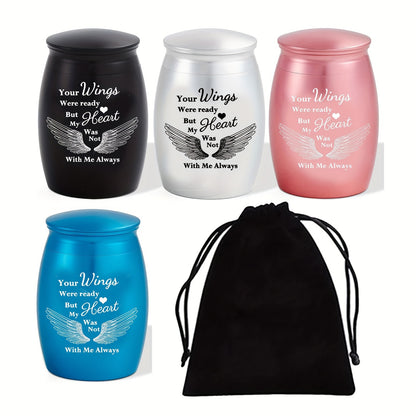 Mini Keepsake Urns for Human Ashes 4pcs – Small Metal Memorial Urn Set for Pet Ashes 1.57 Inch 4 Colors Remembrance Gift