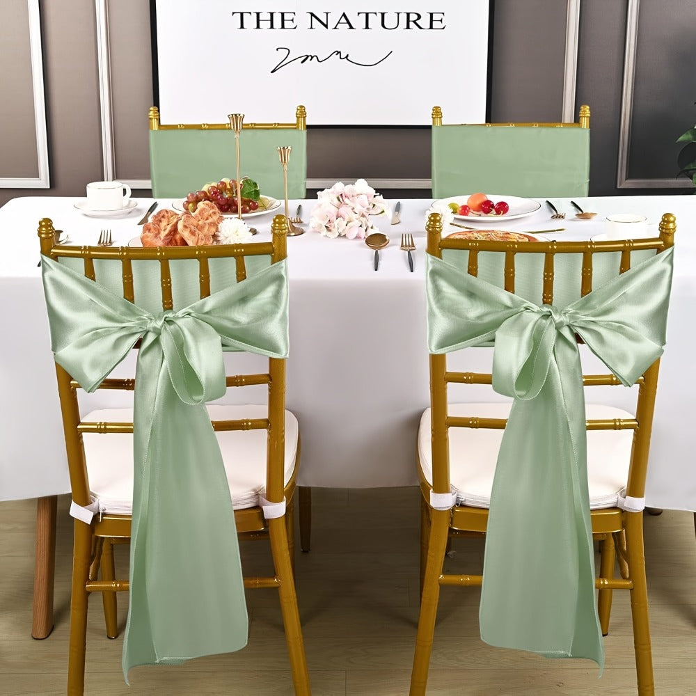 100pcs Satin Chair Sashes Bows for Wedding Banquet Party Event Decoration – 13 Colors, 18×275cm