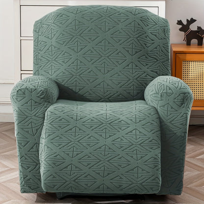 Stretch Recliner Chair Cover 4-Piece Slipcover Non-Slip Elastic Recliner Protector Polar Fleece Jacquard Fabric Pet Scratch Proof Easy Install for Lazy Boy Recliner