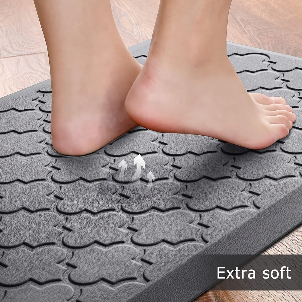 Anti-Fatigue Kitchen Floor Mat – Cushioned PVC Foam Non-Slip Ergonomic Standing Mat for Kitchen, Office, Sink & Laundry, 2 Sizes – Gray & Black