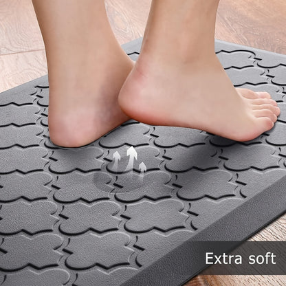 Anti-Fatigue Kitchen Floor Mat – Cushioned PVC Foam Non-Slip Ergonomic Standing Mat for Kitchen, Office, Sink & Laundry, 2 Sizes – Gray & Black