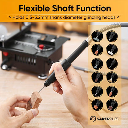 SakerPlus Mini Table Saw - 120/136pcs Multifunctional Portable All-in-One Machine, 7-Speed Adjustable, Cutting Sanding Carving Drilling for Metal, Wood & Aluminum, DIY Power Tool Gift for Men