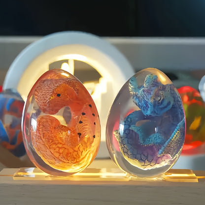 Dragon Egg Statue Transparent Resin Dragon Egg Figurine Dinosaur Souvenir Collectible Craft for Home Decor Desktop Display Birthday Christmas Halloween Gift Red Purple Green Blue