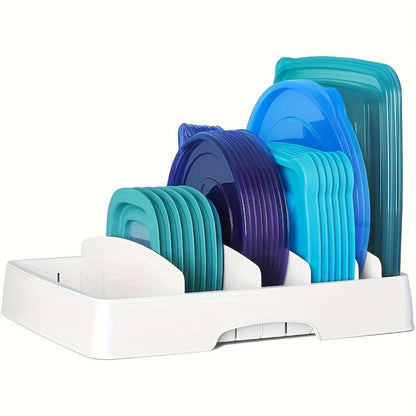 Adjustable Kitchen Storage Rack with 5 Baffles – Cutting Board, Pot Lid & Tableware Organizer, Food Container Cover Holder