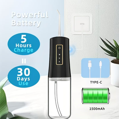 Water Flosser Portable Oral Irrigator – 360° Rotating Nozzle, 3 Pressure Modes, 4 Nozzle Tips, Rechargeable Cordless Teeth Cleaner for Travel & Daily Use