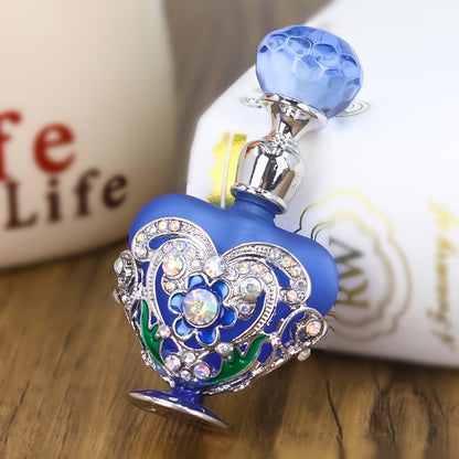 Refillable Perfume Bottle 10ml Vintage Glass Travel Atomizer Essential Oil Dispenser Portable Mini Spray Bottle Enamel Peach Heart Design Gift for Women