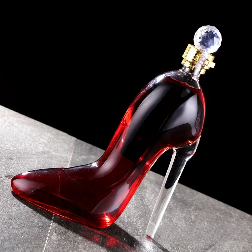 High Heel Shoe Decanter Crystal Glass with Stopper 26oz – Handmade Lead-Free Transparent Wine Decanter for Kitchen Dining Decor, Valentine's Day & Holiday Gift
