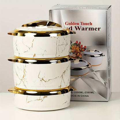 Insulated Casserole Dish Set 3-Piece Thermal Food Warmer with Lids, Stainless Steel Serving Bowls for Hot & Cold Food, Buffet Hotpot Tableware Set for Entertaining Dining Table