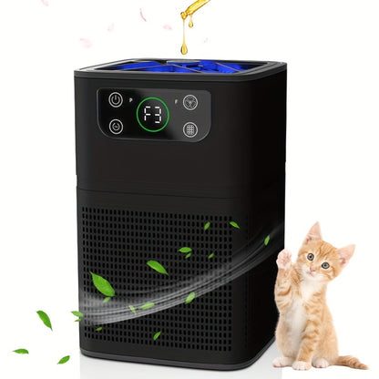 HEPA Air Purifier with Aromatherapy Function for Pets Dust Odor Smoke, Quiet Sleep Mode Air Cleaner for Bedroom Office Living Room, Small Portable Room Air Purifier with Essential Oil Diffuser