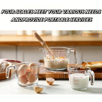 Glass Measuring Cups Set – Food Grade Borosilicate Measuring Cup with Handle & Spout, Microwave & Oven Safe, for Home Baking, Cooking & Kitchen Use, Available in 10oz, 17oz, 34oz & 3-Piece Set