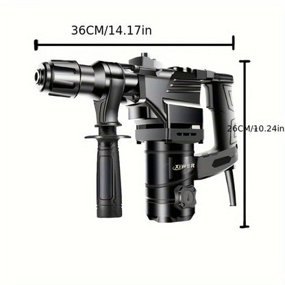 Hammer Drill 1100W 3-in-1 Multi-Function Electric Drill, Rotary Hammer & Chisel, Variable Speed, Heavy Duty for Concrete Wall Wood Metal Drilling, Includes Drill Bits, Accessories & Tool Box