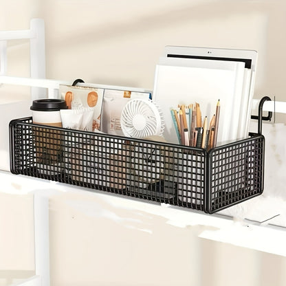 Over Door Hanging Basket Storage Rack - Woven Mesh Metal Organizer Shelf for Bedroom Dorm Wardrobe Closet, Space-Saving Wall Mounted Hanging Storage Basket