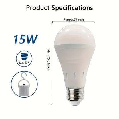 Emergency Light Bulb for Power Outages 2000mAh Rechargeable LED 6000K with Backup Battery – Auto-On Failure Detection, Hangable Emergency Lighting for Home Camping Power Failure, 4 8 12 Pack