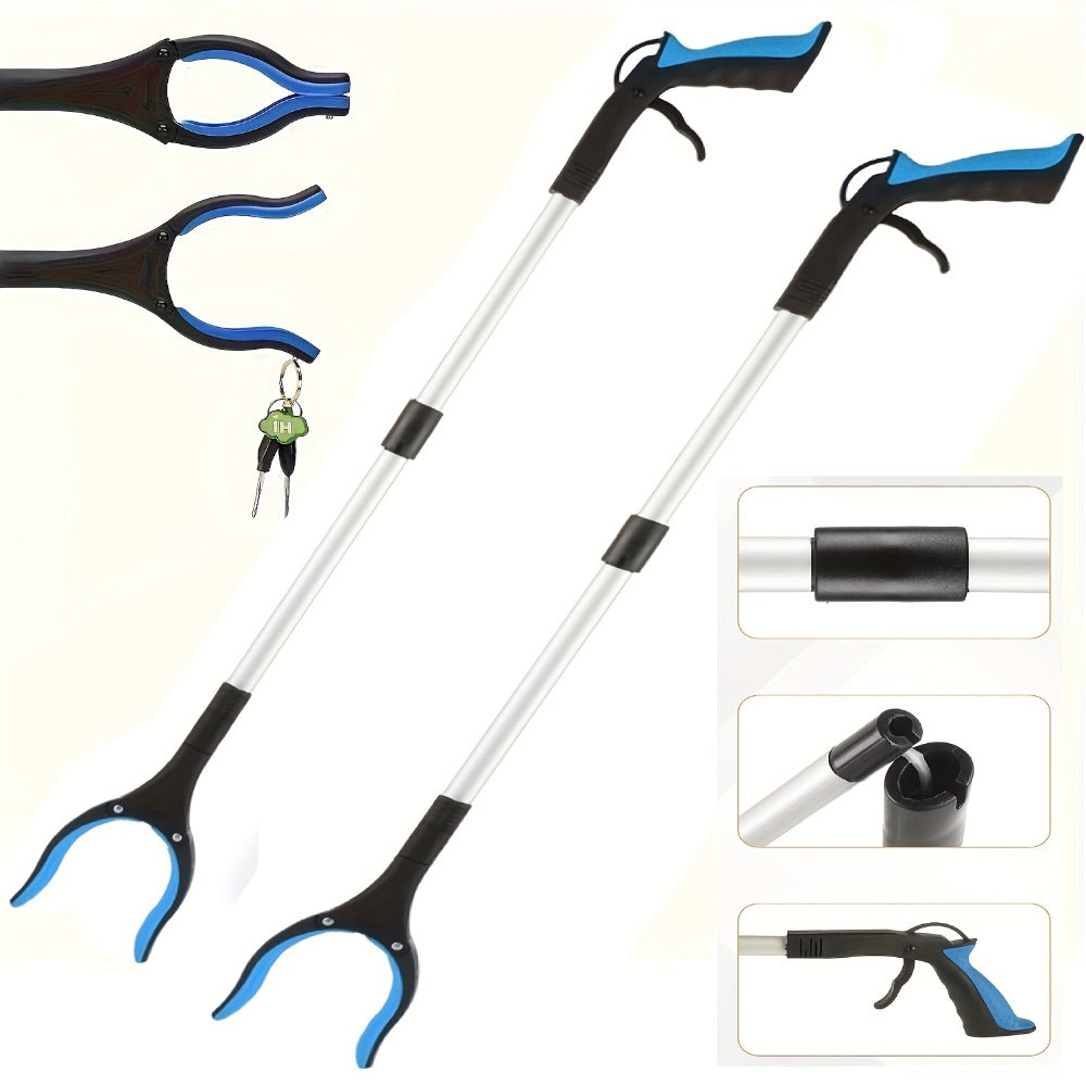 Grabber Reacher Tool 32 Inch Foldable Pick Up Stick 360° Rotating Jaw Magnetic Tip Extra Long Heavy Duty Litter Picker Mobility Aid for Seniors Blue 2-Pack 4-Pack