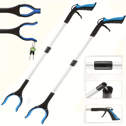Grabber Reacher Tool 32 Inch Foldable Pick Up Stick 360° Rotating Jaw Magnetic Tip Extra Long Heavy Duty Litter Picker Mobility Aid for Seniors Blue 2-Pack 4-Pack