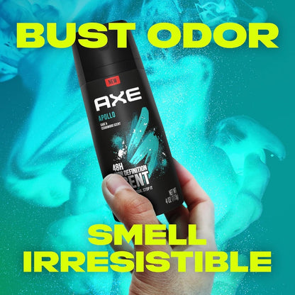 AXE Apollo Body Spray Deodorant Men Aluminum Free Long-Lasting Odor Protection Sage Cedarwood Scent 4oz 3 Count Pack Fresh Masculine Fragrance Daily Use