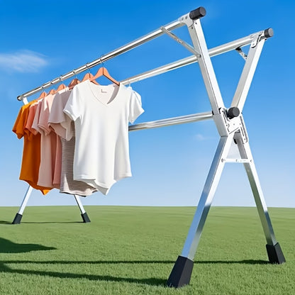 Foldable Clothes Drying Rack 3-Bar – Heavy Duty Stainless Steel Collapsible Laundry Rack, Retractable 63" or 79" for Indoor & Outdoor Use – Freestanding Portable Clothesline Drying Rack