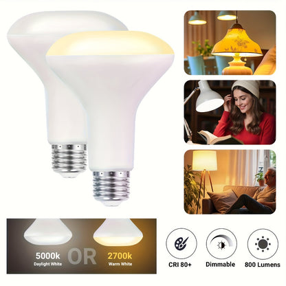 BR30 LED Flood Light Bulbs Dimmable 9W = 65W Equivalent 800 Lumens E26 Base CRI 80+ Recessed Light Bulbs for Ceiling Kitchen – 2700K Soft White or 5000K Daylight – Available in 6-Pack & 24-Pack