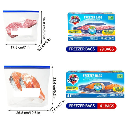 Freezer Storage Bags Resealable – Sturdy Bulk Food Storage Bags with Easy-Open Tabs for Freezer & Refrigerator – 0.25 Gallon, 1 Gallon & 2 Gallon for Fruits, Vegetables, Meats & Meal Prep