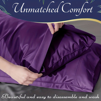 Bamboo Cooling Fitted Sheet Set 2300TC Deep Pocket All Season Bed Sheets | Ultra Soft Breathable Shrink-Resistant Flat Sheet Pillowcases Multiple Colors