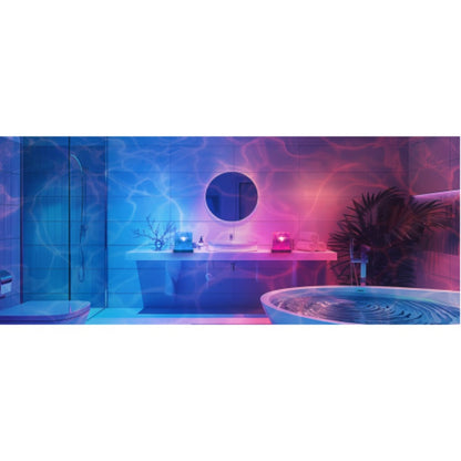 RGB Night Light Rechargeable 16-Color Ocean Wave Projection Lamp - Rotating Flame Water Ripple Remote Dimming for Bedroom Bar Restaurant Display Cabinet Decor