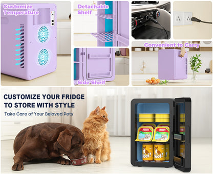 Mini Fridge with Glass Front Door 15.8QT/23.3QT - Portable Cooler and Warmer AC/DC 12V, Small Refrigerator for Bedroom, Office Desk, Car, Dorm, Skincare, Beauty & Makeup, 4 Colors