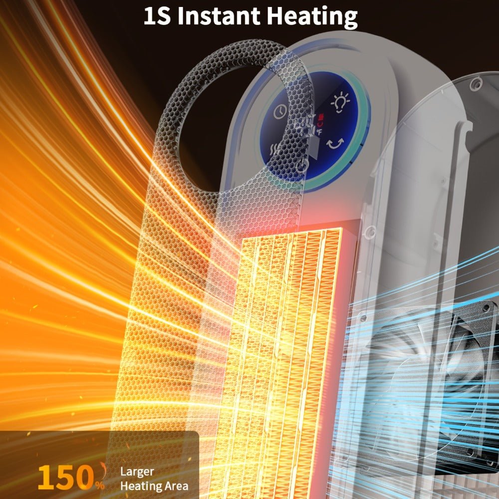 Space Heater 1500W with Remote Control & Digital Display – Portable Electric Heater for Indoor Use, 90° Oscillation, Overheat Protection, Ultra-Quiet Room Heater for Bedroom, Office & Home