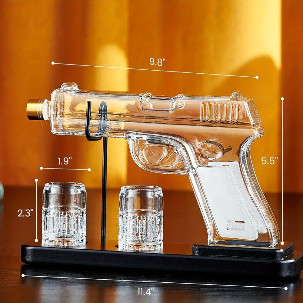 Pistol Whiskey Decanter Set with 2 Shot Glasses – Cool Liquor Dispenser Gift for Him, Husband, Dad | Unique Birthday & Anniversary Bar Gift