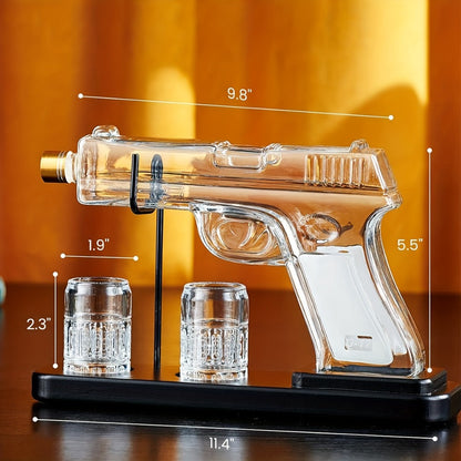 Pistol Whiskey Decanter Set with 2 Shot Glasses – Cool Liquor Dispenser Gift for Him, Husband, Dad | Unique Birthday & Anniversary Bar Gift