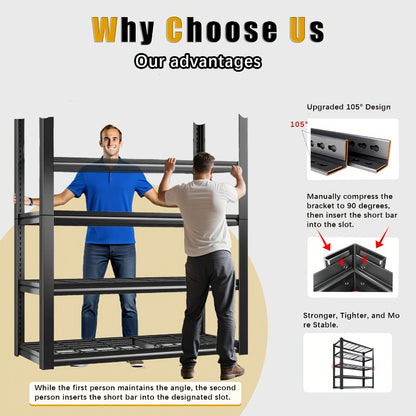 2500LBS Garage Storage Shelves Adjustable Metal Shelving 72" – Upgrade Double Layer Column Commercial Grade Utility Rack | 5-Tier Steel Shelf for Warehouse, Basement, Kitchen & Pantry | 35.5"W × 16"D × 72"H Black