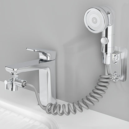 Faucet Extender Pull-Out Retractable Showerhead for Washbasin - Hot & Cold Compatible Hair Washing Sink Sprayer, Basin Extension Attachment for Bathroom Sink, 1-Speed & 3-Speed Options