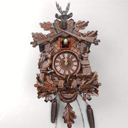 European Cuckoo Wall Clock Battery Operated - Fine Carved Handmade Wooden Clock with Hourly Cuckoo Sound 7AM-9PM, Vintage Home Decor Gift