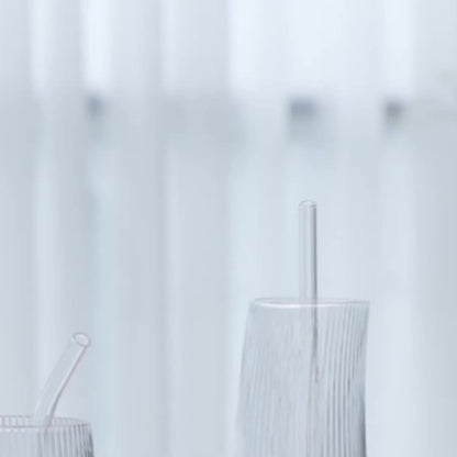 Glass Straws Set 12 Pack with Cleaning Brushes - Reusable Borosilicate Heat Resistant Drinking Straws for Smoothies Coffee Tea Milkshakes Mason Jars