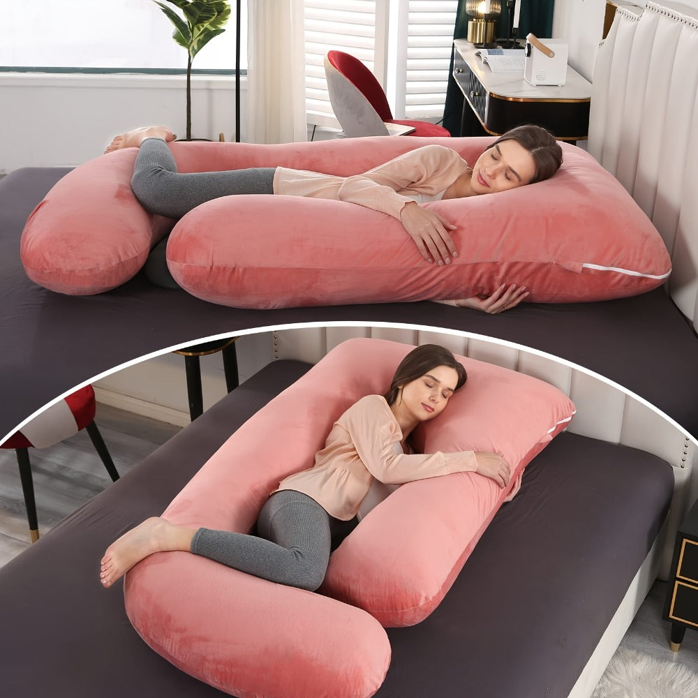 Pregnancy Pillow J-Shape 60 Inch Full Body Maternity Pillow with Velvet Cover – Back Leg Belly Support for Pregnant Women Side Sleeper Body Pillow Multiple Colors