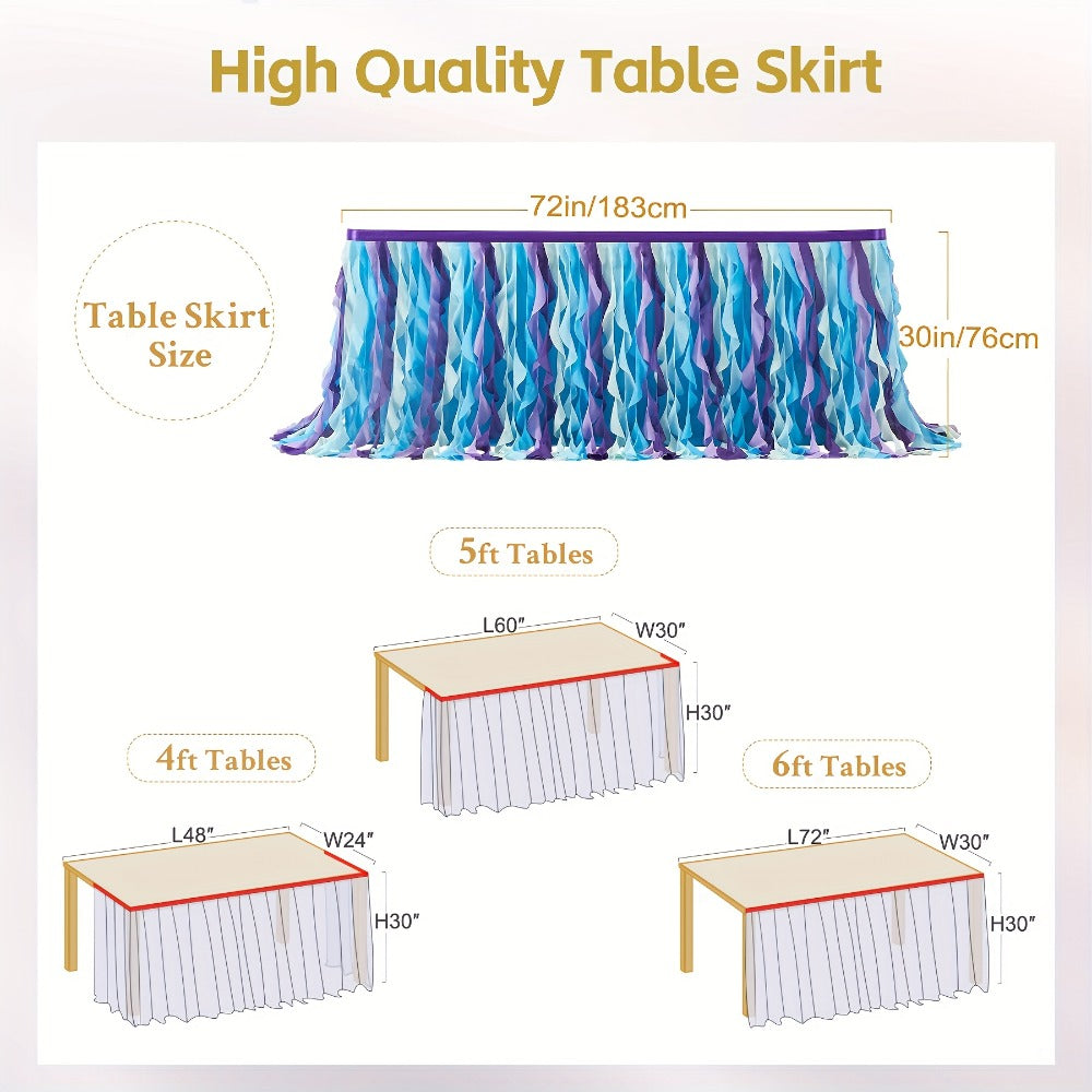 Tutu Table Skirt 6ft – Ruffle Curly Willow Tulle Table Skirt for Rectangle & Round Tables, Birthday Party, Wedding, Baby Shower, Christmas & Halloween Decoration, Multiple Colors