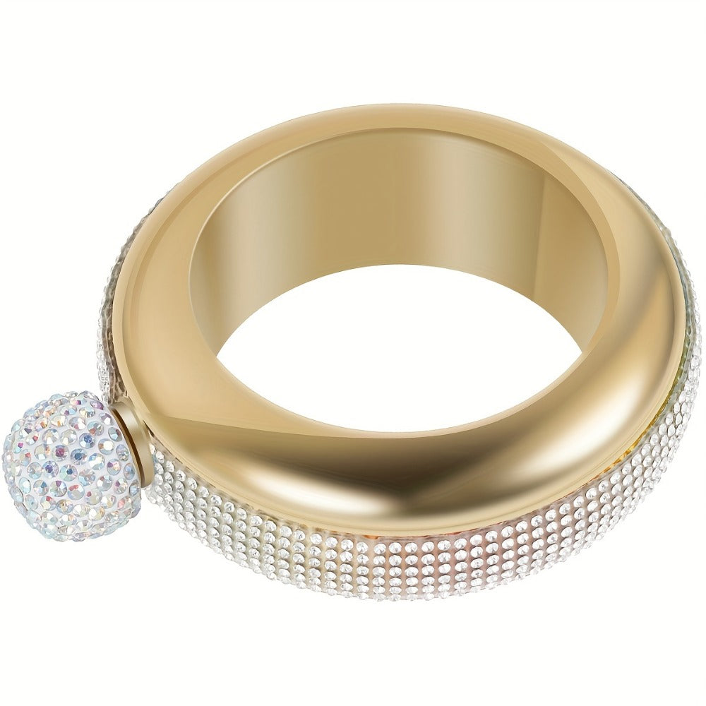 Bracelet Flask for Women, 3.5oz Stainless Steel Bangle Hidden Flask with Rhinestone Lid — Wearable Portable Liquor Flask for Parties, Concerts & Festivals | Purple, Gold, Silver