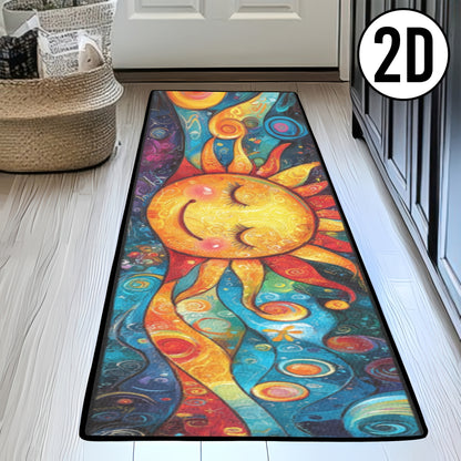 Boho Runner Rug Mandala Non-Slip Washable Soft Polyester Kitchen Hallway Mat Sun Totem Colorful Pattern Living Room Bathroom 5 Designs